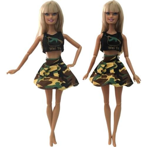NK Doll Army Dress Military Uniform Female Vest Shorts Top Cosplay Outfit For Barbie Doll Baby Toys Girl Gift kids 003A 5X