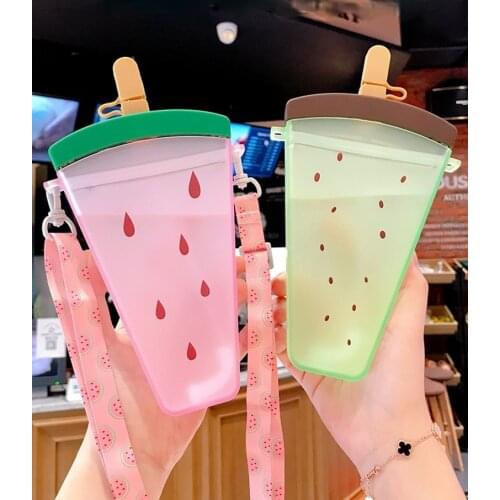Refreshing Summer Popsicle Sippy Cup Girls Cute Water Cups Go Out To Carry Student Sippy Cups Drop Watermelon Ice Cream Kettle