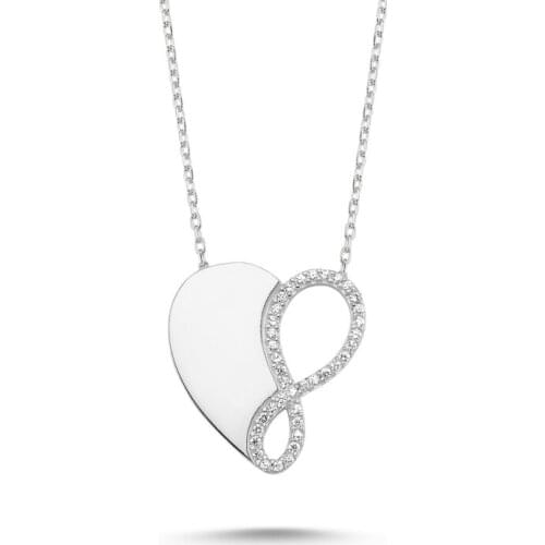 Silverlina Silver Heart & Infinity Zircon Cubic Zirconia Necklace