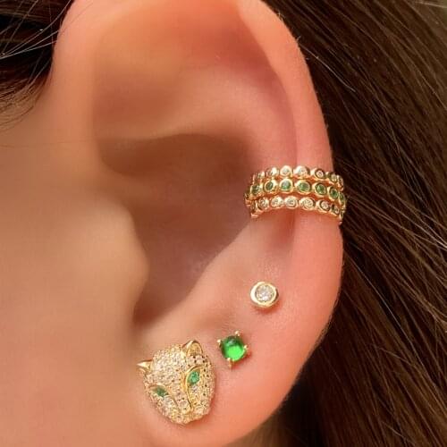 Simple geometric bezel cz clip on cuff earrings 100% 925 sterling silver classic trendy women girl no pierced silver earring