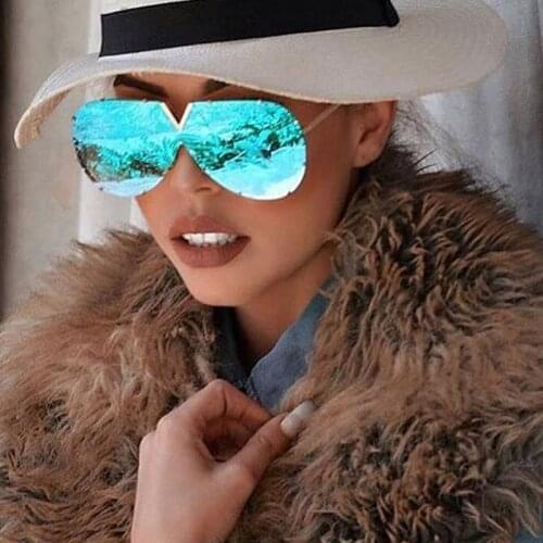 Unisex Trendy Pilot Sunglasses Women Vintage Luxury Brand One Piece Sun Glasses Traveling Mirror Eyewear for Women Male Oculo