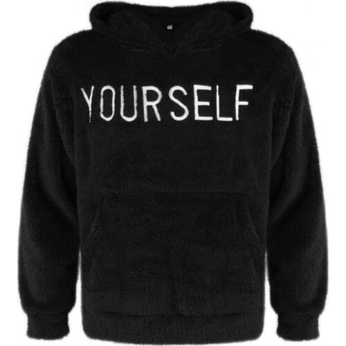 Hooded Sweatshirt Letters Embroidery Long Sleeve Pullover Spring Men Pockets Plush Warm Hoodie for Street Sweatshirt Men Hoodies