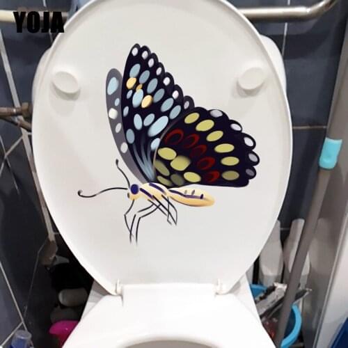 YOJA 19.3X21.6CM Beautiful Hand-Painted Butterfly Childern Bedroom Wall Sticker Home WC Decor Toilet Decal T1-2160