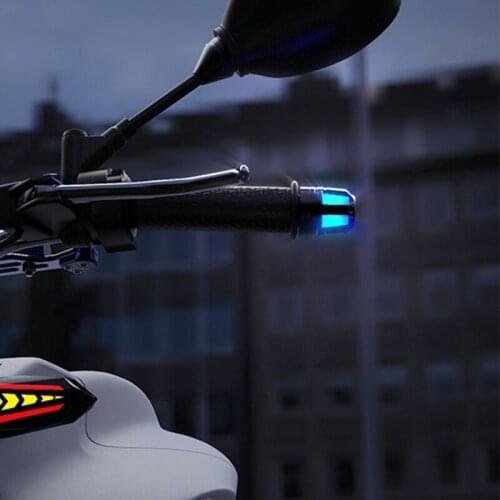 2 Pcs Motorcycle Handlebar Grip Bar End Plugs with LED Lights Expanding Locking B36B