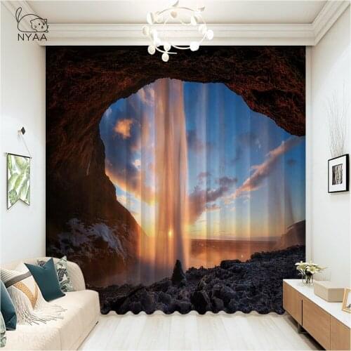 Beautiful Garden Waterfall Curtain Bedroom Home Hotel Printed Country Style Curtains Office Rope Curtains Short Micro Shading