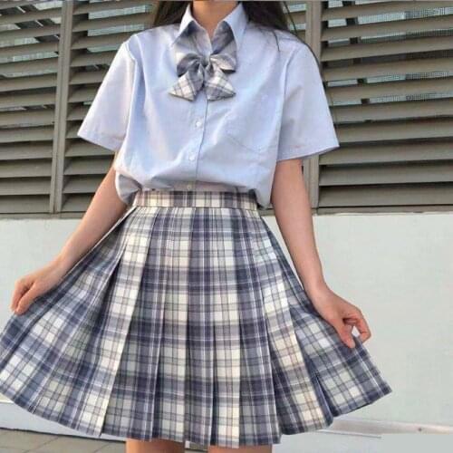 [Gentle Knife] Girls Japanese 2021 Summer High Waist Pleated Plaid Skirts Women Dress For JK School Uniform Students Clothes