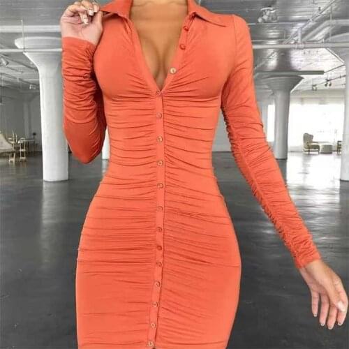 2021 summer new solid color womens casual retro fashion design sense single-breasted sexy slim bag hip dress women