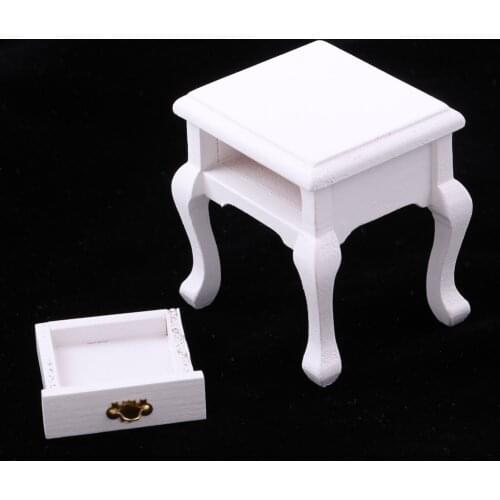 1/12 Dollhouse Miniature Wooden Single Bed & Bedside Cabinet Furniture Decor
