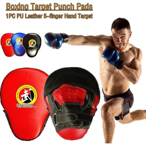 1Pair Boxing Muay Thai Hand Target Sanda Bag Fitness Taekwondo MMA Hand Kicking Pad Curved Baffle PU Target