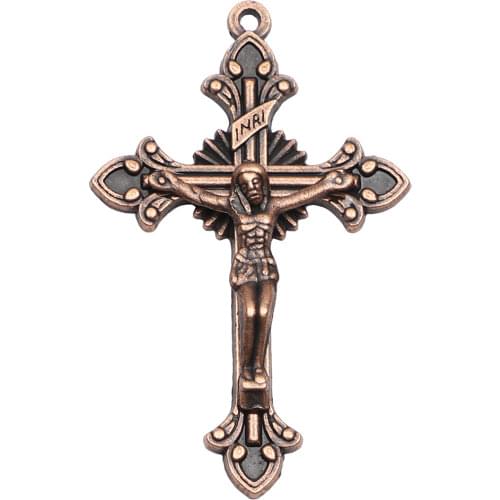 100pcs of 2 Inches Religious Antique Copper Rosary Crucifix Cross Pendant