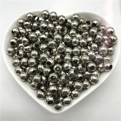 3/4/5/6mm 100pcs/Bag Big Hole Alloy Spacer Beads Round Loose Beads For Jewelry Making DIY Jewelry Findings Metal Alloy Beads