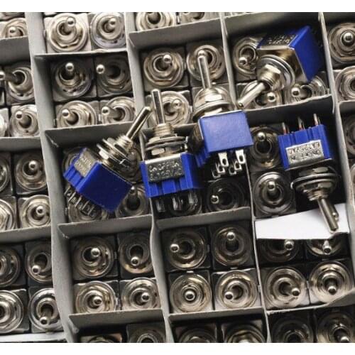 5pcs double toggle switches Toggle Rocker Switches on-off-on MTS203 with the panel 6pin 3A/250V 6A/125V