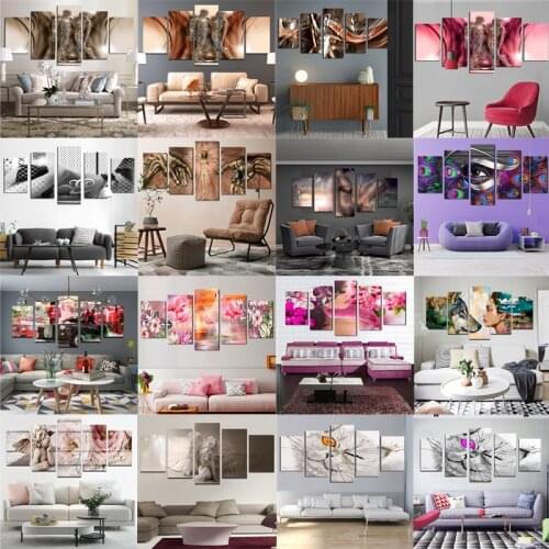 5 Pieces Colourful Background Figure & Animal & Hands Modern Home Wall Decor Canvas Picture Art HD Canvas Printings No Frame