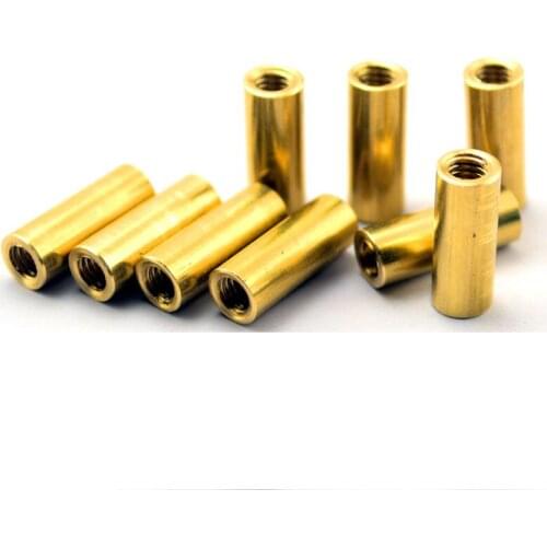 5pcs M3.5 round cylindrical screws column through hole nuts brass connection nut hand screw stud 5mm outer DIA 13mm long