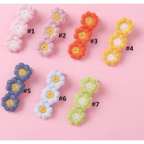 50pcs/lot Daisy Flower Knitting Headband For Children Hair Clips For Girls Baby Accessories Childrens Hairpins Baby Barrettes