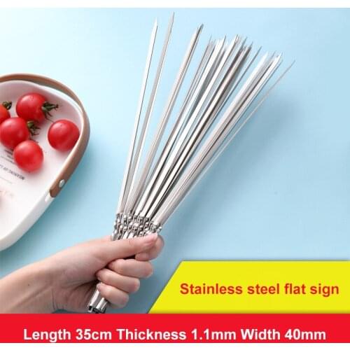 50pcs Reusable Barbecue Skewers Flat Stainless Steel Bbq Needle Stick For Outdoor Camping Picnic Tools Kitchen Tools