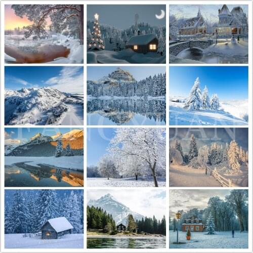 5D Diy Diamond Painting Snow Winter Landscape Diamond Embroidery Full Square Round Drill Rhinestone Mosaic Wall Art Picture