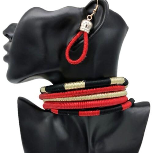 6 Colors Most Popular Hyperbole Jewelry Sets Necklace Earrings Multi Layer Weave Choker Neckalce Jewelry Set for Weeding Party