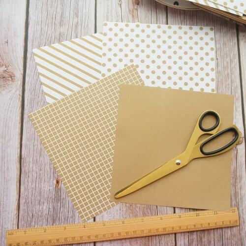 8 Sheets/lot 16.5*16.5cm DIY Retro Metal Yellow Paper Design Wrapping Creative Craft Background Scrapbook Paper