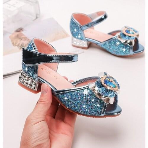 Party Shoes Children Baby Shoes New Girls Summer Sandals Shoes Fish Mouth Hollow High Heels Princess Shoes