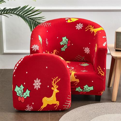 Split Style Christmas Club Chair Slipcover Elastic Armchair Sofa Cover Spandex Couch Slipcovers for Living Room Home Xmas Decor