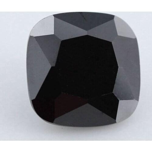 Black Color Cushion Cut Shape Princess Cut Loose Glass Beads Synthetic Gems For Jewelry Size 3x3~10x10mm
