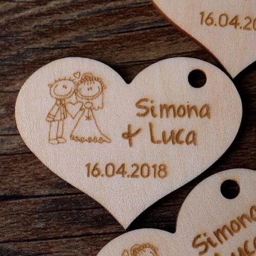 Wooden Wedding Heart couple gift tags,rustic Wedding favor , Wedding tags,wooden favor decorations