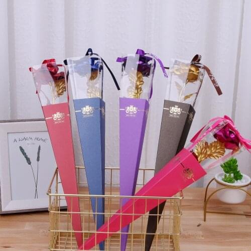 Simulation Rose Gold Foil Flower Eternal Flower Rose Bouquet Single Rose Rose Gift Box Artificial Flower Valentines Day Rose