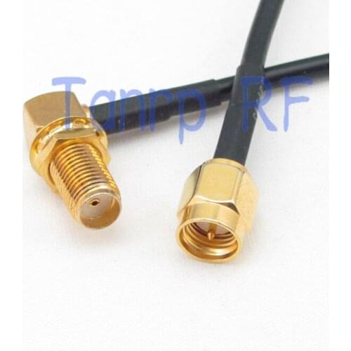 50CM Pigtail coaxial jumper cable RG174 extension cord 20in SMA male to SMA female right angle jack RF connector adapter