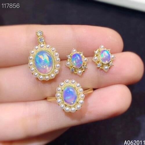 KJJEAXCMY fine jewelry natural opal 925 sterling silver luxury pearl girl new pendant necklace ring earrings set support test