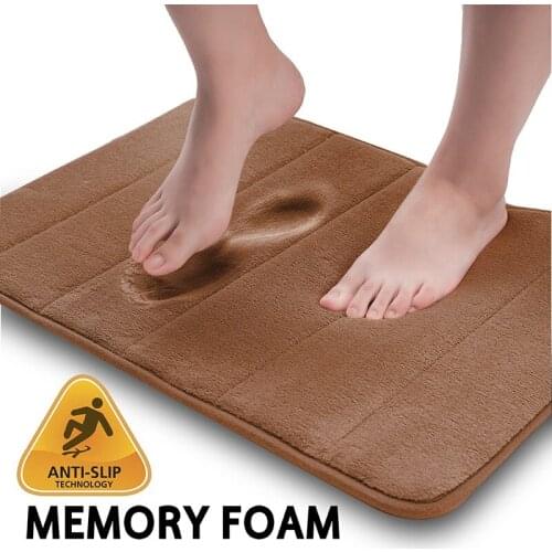 Memory Foam Rug Soft Floor Mat Coral Fleece Bathroom Mat Home Non-slip Carpet Super Absorbent Washable 40 x 60cm