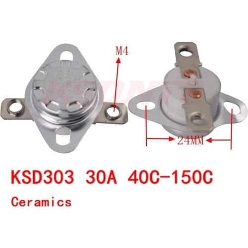 KSD303 30A 250V 40-150 degree Ceramic KSD301 Normally Closed Temperature Switch Thermostat 40 50 60 70 80 90 100 110 120 130 150