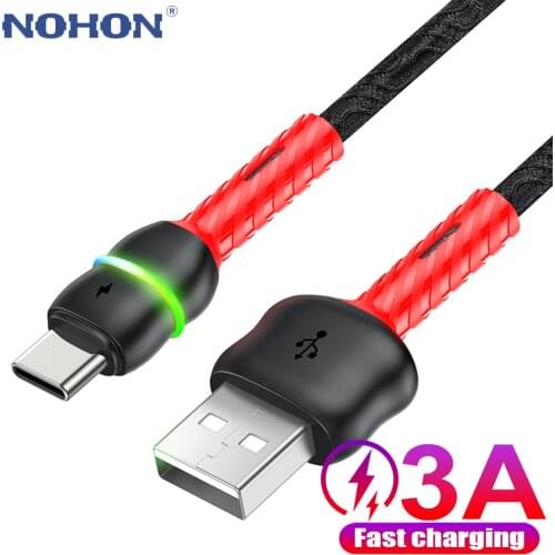Colorful light LED Type C USB Cable For Samsung Huawei Xiaomi Redmi Oneplus A51 USBC Fast Charge Phone Cord 1m Charger Data Wire