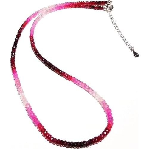 Lii Ji Unique 2.5-3.5mm Ruby Necklace 40+4cm 925 Sterling Silver Bright Quality Women Jewelry Birthday Gift