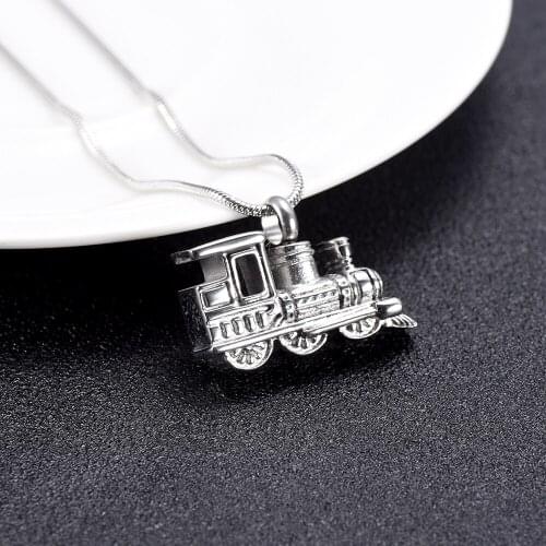 IJD10001 Small Train For Human Ashes Keepsake Urn Pendant Stainless Steel Human Pet Memorial Cremation Jewelry for Ashes