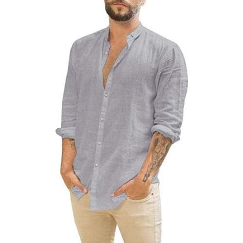 Mens Spring and Autumn Thin Section Style Single-breasted Long-sleeved Shirt Cardigan Solid Color Casual Commuter Wear Handsome