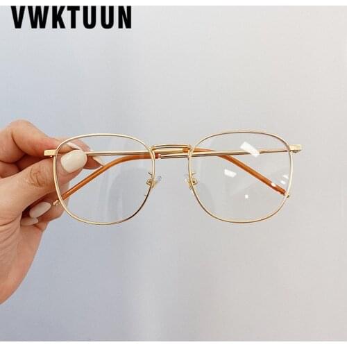 VWKTUUN Mens Glasses Square Eyeglasses Frames Metal Optical Frame Vintage Blue Light Blocking Glasses Big Man Computer Glasses