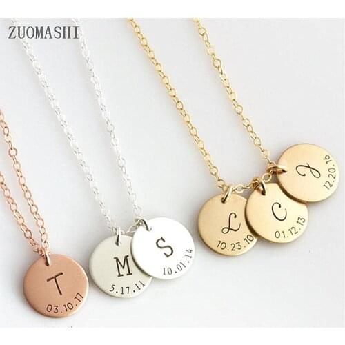 Personalized Anniversary Date Necklace Custom Coordinates Necklace Valentines Gift for Wife Engraved Children Initial Necklace