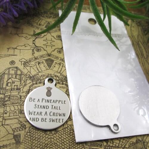 10pcs--"be a pineapple stand tall wear a crown..."stainless steel charms 5 styles for choosing DIY Charms for necklace bracelets