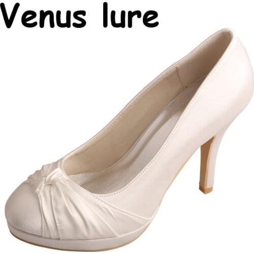 23 Colors Venus lure Ivory Closed Toe Bridal Shoes Platform Size 8