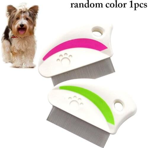 1PCS Random Color Flea Comb Stainless Steel Paw Print Dog Grooming Comb Pet Hair Comb For Dogs Small Comb Pet Product