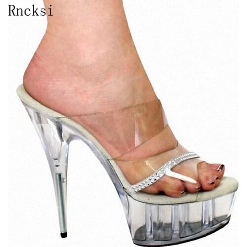 Rncksi Party Crystal Bride Wedding Shoes Performance Slippers 15cm High-Heeled Women Shoes 6 Inch Party Special Stripper Shoes