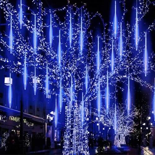 LED Meteor Shower Rain Lights Christmas String Lights Holiday Fairy Garland Curtain Light Decor Lamp for Home Bedroom Garden
