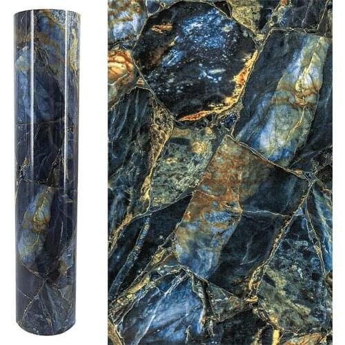 GLOW4U Self Adhesive Glossy Marble Wallpaper Vinyl Contact Paper for Kitchen Bathroom Cabinets Table Furniture Walls Removable