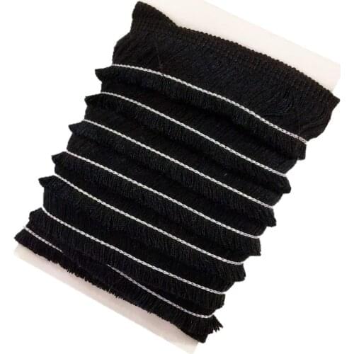 Sewing Tape 25mm Wide Cotton Fringe Tassel Trim 5 Yards (black)