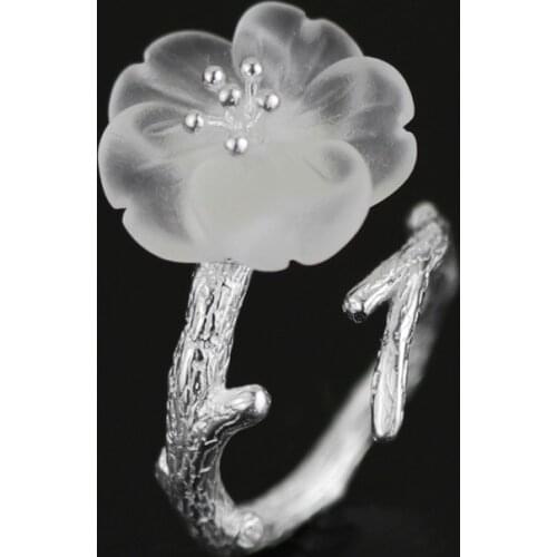 SIZZZ Real 925 Sterling Silver 18k Gold Ring Natural Crystal Handmade Fine Jewelry Lily of the Valley Flower Rings For Women