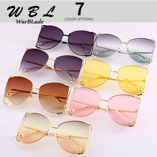 WarBLade Oversize Sunglasses Women Shades Half Round Luxury Brand Design Vintage Gradient Brown Sunglasses Female 2019