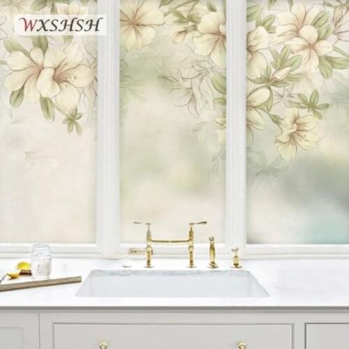 Static Cling Customized Size Window Covering PVC Azalea Pattern Water-Proof Home Decor Privacy Protection Durable Glass Sticker
