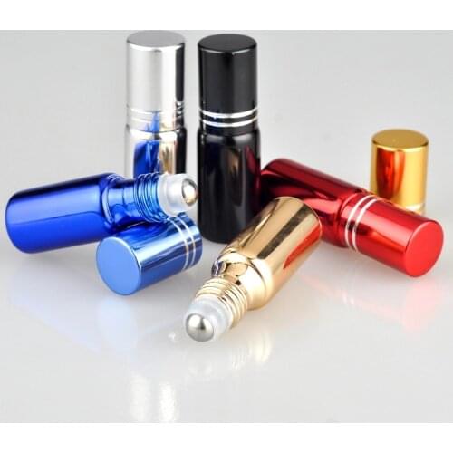 100pcs/lot 5ml Glass Roll on Bottle For Essential Oils Perfume Bottle Empty Cosmetic Containers For Oil Sample
