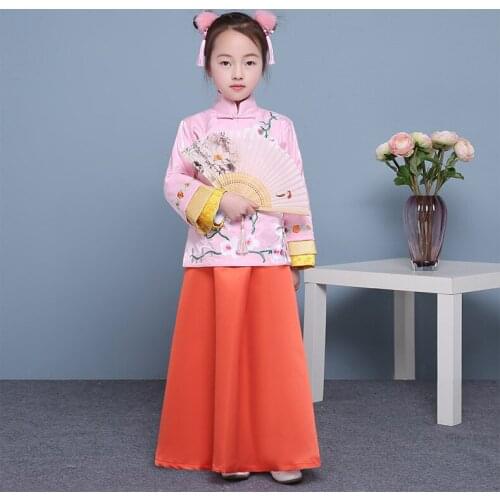Ancient Kids Traditional Dress Girls Folk Dance Costume Tang Dynasty Princess Vintage Clothing Tang Suit Oriental Dance Suit